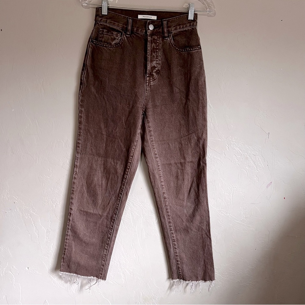 Pacsun High Rise Straight Button Fly Raw Hem Rigid Denim Jeans‎ - Picture 2 of 11